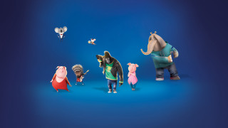 Animated animals group blue background - a blue background behind them free wallpaper