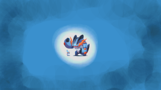 Blue orange fish blue background - len free wallpaper