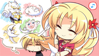 Girl blonde chatting cat head - another girl free wallpaper