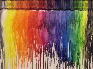 Rainbow dripping paint cityscape watercolor - a watercolor painting free wallpaper