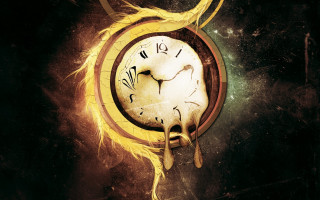 Clock yellow feather black background - a yellow arrow free wallpaper