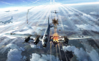 Planes flying smoke sky art - plane free wallpaper