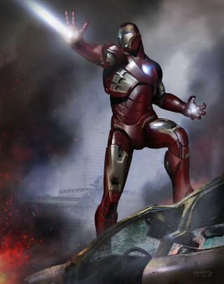 Man suit light saber rock - heroic pose free wallpaper for mobile