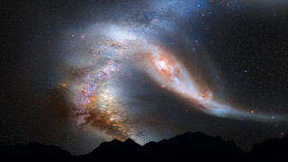 Large objects sky mountain dark - galaxy free wallpaper