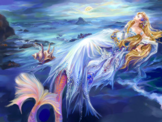 Mermaid floating ocean fish tail - dreamlike free wallpaper