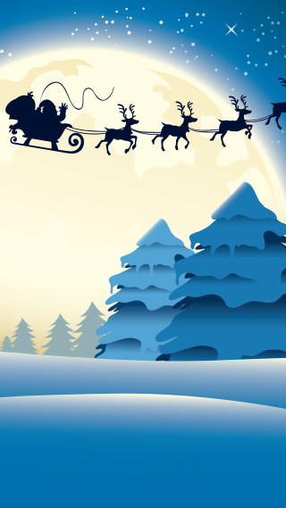 Santa claus sleigh snowy mountain - naive free wallpaper for mobile