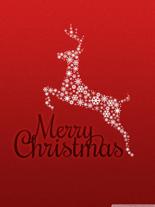 Red background white reindeer merry 3 - free christmas wallpaper for mobile