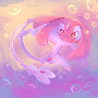 Pink white fish bubbles water - a blue sky free wallpaper for tablet