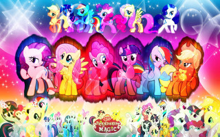 Little ponies rainbow background group - a rainbow background free wallpaper