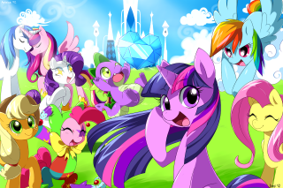 Little ponies field castle clouds - little pony free wallpaper