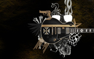 Guitar black gold background black - a guitar free wallpaper