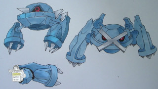 Blue robot red eyes glowing - a drawing free wallpaper for desktop