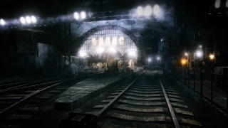 Train station dark person flashlight - a train station free wallpaper