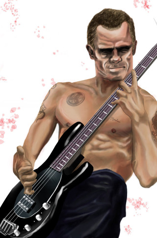 Man guitar tattoo arm chest - punk art free wallpaper for mobile