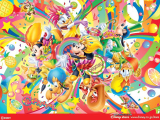Cartoon characters colorful bubbles background - the title free wallpaper