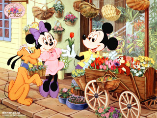 Mickey minnie flower shop wagon - free flowers wallpaper
