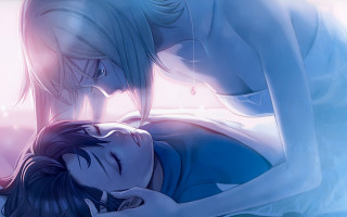 Woman touching man chest bed - he free wallpaper