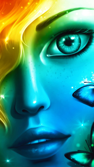 Woman butterflies face eyes artistic - butterfly free wallpaper for mobile