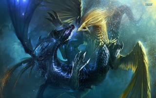 Dragon fight sky couple hands - dragon art free wallpaper