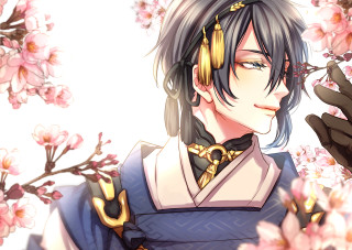 Man blue white outfit flowers - a gold chain free wallpaper