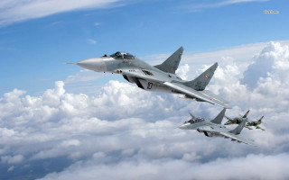 Fighter jets flying sky above 3 - aleksandr gerasimov free wallpaper