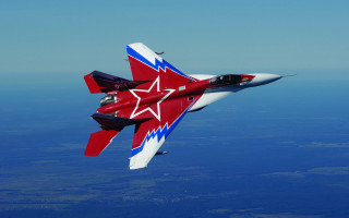 Red white fighter jet flying - fighter free wallpaper
