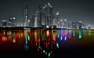 City skyline night lights reflection 5 - andreas gursky free wallpaper