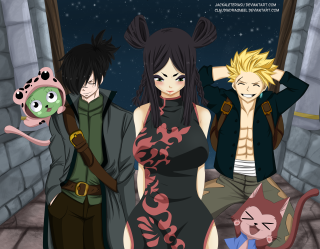 Group people window cat shoulder - anime style free wallpaper