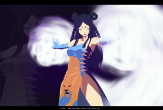 Woman blue dress glowing green - arcane free wallpaper