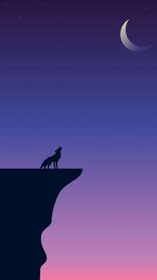 Wolf cliff night crescent moon - a cliff free wallpaper for mobile