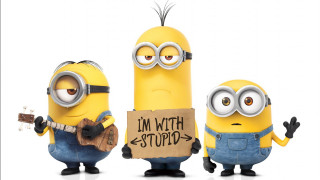 Minions holding sign in with - one holding free wallpaper