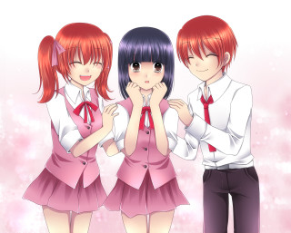 Anime girls hands on chests - their chest free wallpaper