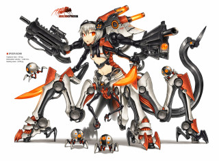 Woman guns mecha robot precisionism - mecha free wallpaper