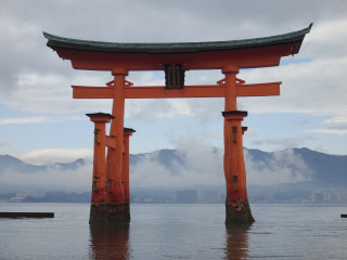 Large orange gate water mountains - amano free wallpaper