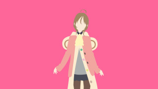 Woman coat shorts pink background - a cat free wallpaper