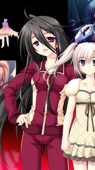 Anime girls red black white - anime free wallpaper for mobile