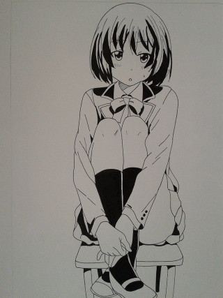 Girl sitting chair legs crossed - a hand free wallpaper