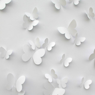 Butterflies white surface red clock - a white surface free wallpaper for tablet