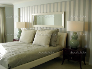 Bed white comforter pillows mirror - dull free wallpaper