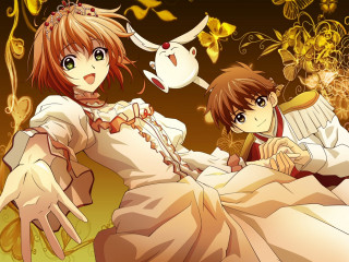 Anime couple bed flowers butterflies - top of a bed together free wallpaper