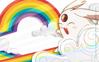 Cartoon rainbow cloud background middle - chiho aoshima free wallpaper