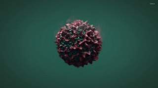 Red black ball floating green - octane renderer free wallpaper