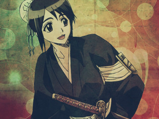 Woman kimono sword circles background - her hand and a background free wallpaper