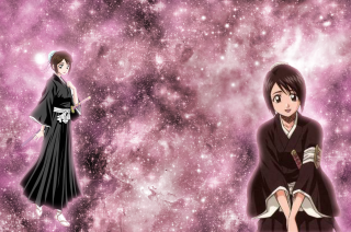 Anime characters purple background stars 3 - shin hanga free wallpaper
