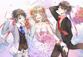 Couple people suit pink background - a man in a suit free wallpaper