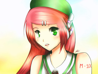 Redhair greeneyes greenhat greenshirt anime - a green hat free wallpaper