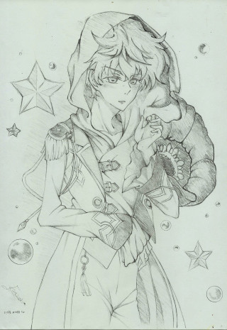 Woman holding flower star background - a drawing of a woman holding free wallpaper