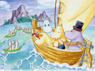 Boat animals man water painting - a painting of a boat free wallpaper