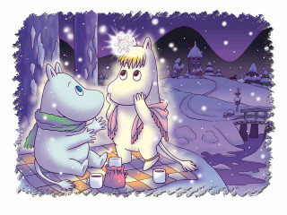 Cartoon animals conversation snow castle - a cartoon free wallpaper