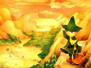 Cat mountain sunset river painting - cliff childs free wallpaper